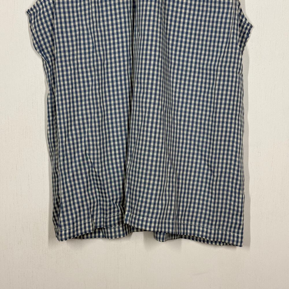 Tulip B Women’s Small Blue White Gingham Sleeveless Blouse Ruffle Mock Neck NWT - Picture 4 of 8